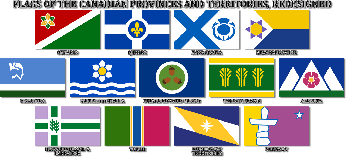 Canadian Province and Territory Flag Redesigns by Mobiyuz on DeviantArt