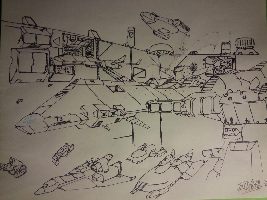 massive space cruiser launch from a military base. by Snakefangstryke ...
