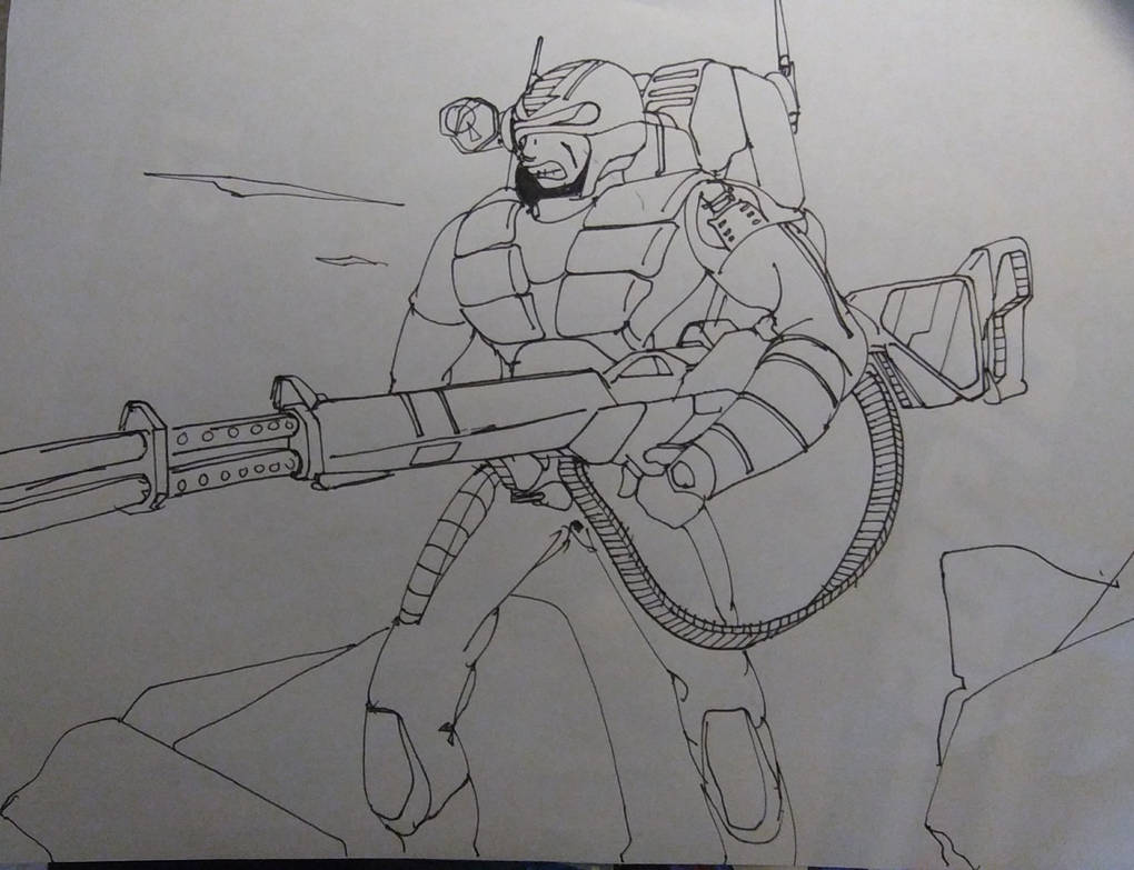 Machine Hun Drawing heavy machine gunner by Snakefangstryke on DeviantArt