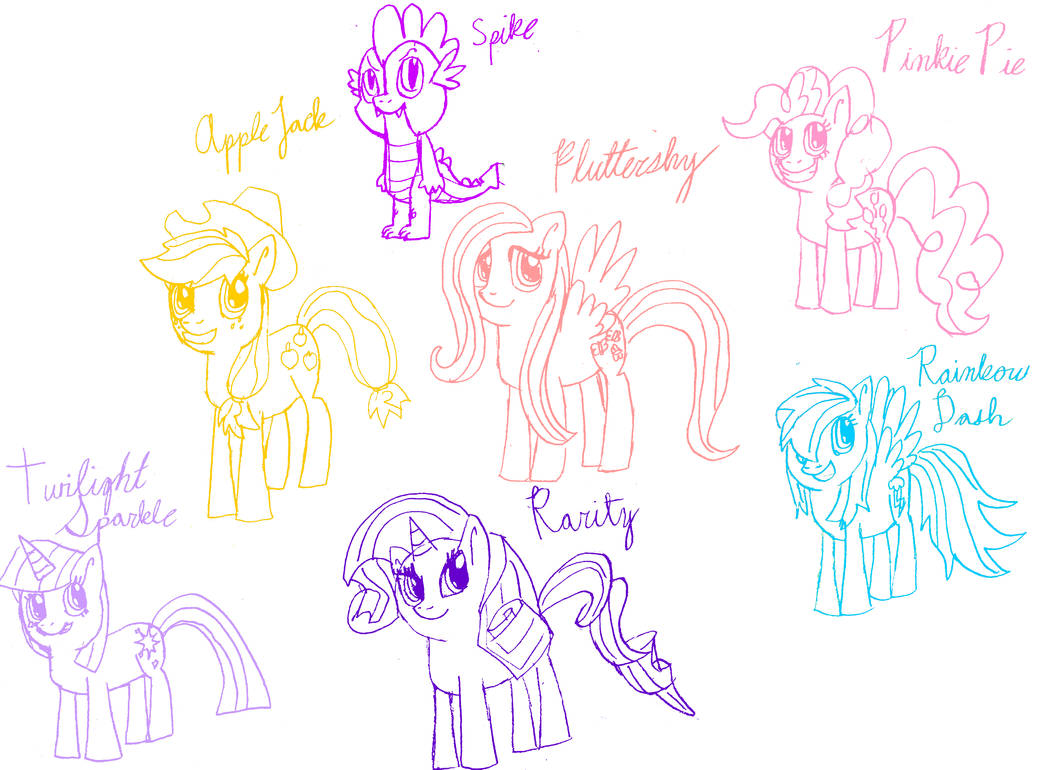 MLP: Main Cast Sketches by HeroTheHedgefox on DeviantArt