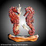 Twin coral seahorses wall sculpture