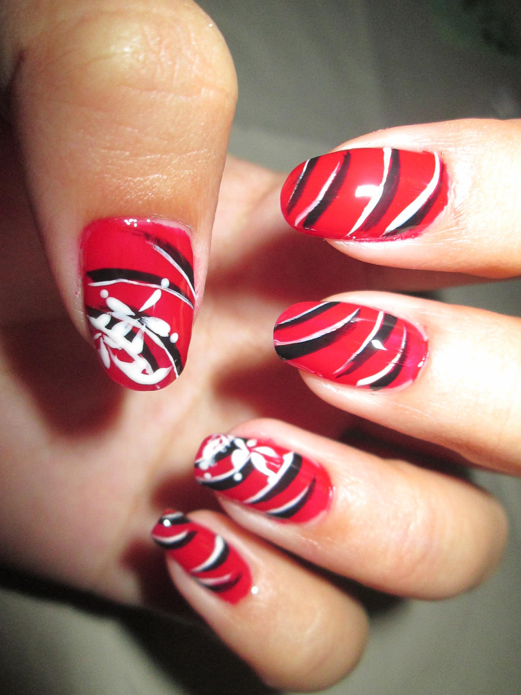 Red Oriental Themed Nail Art Design (TUTORIAL) by rishamu on DeviantArt