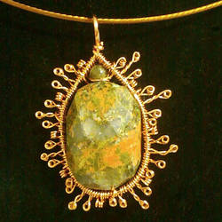 Unakite and Green Garnet Sunburst Pendent