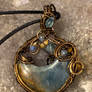 Wirewrapped Blue Calcite Crescent pendant