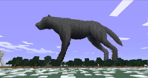 Giant minecraft wolf side view