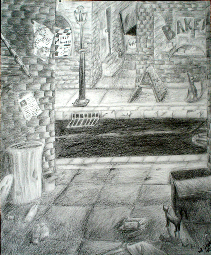 Perspective Drawing Alleyway By Sanctusrequiem On Deviantart