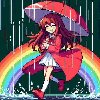 [OPEN] Adoptable AI Pixel Art - Girl on Rainbow