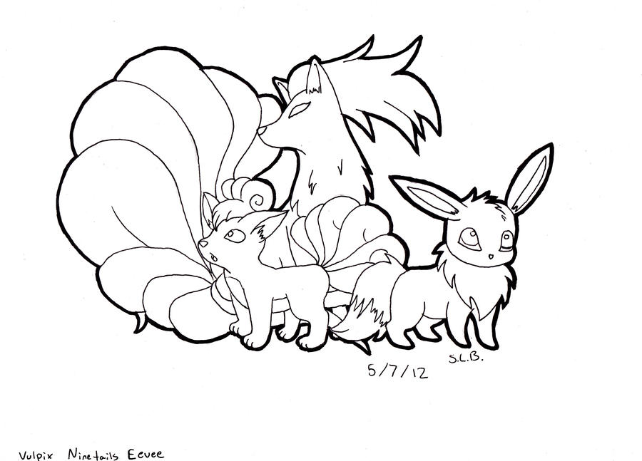 Pokemon Trio (uncolored) by Galowen on DeviantArt