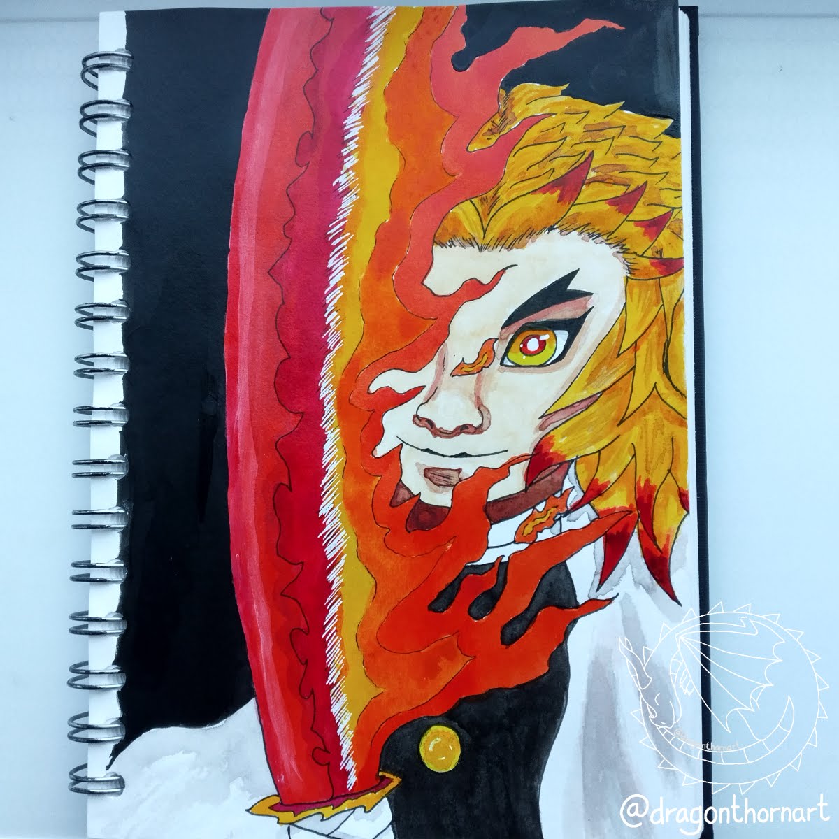 Fire Draw Rengoku Flame Hashira Kyojuro Rengoku by dragonthornart on DeviantArt