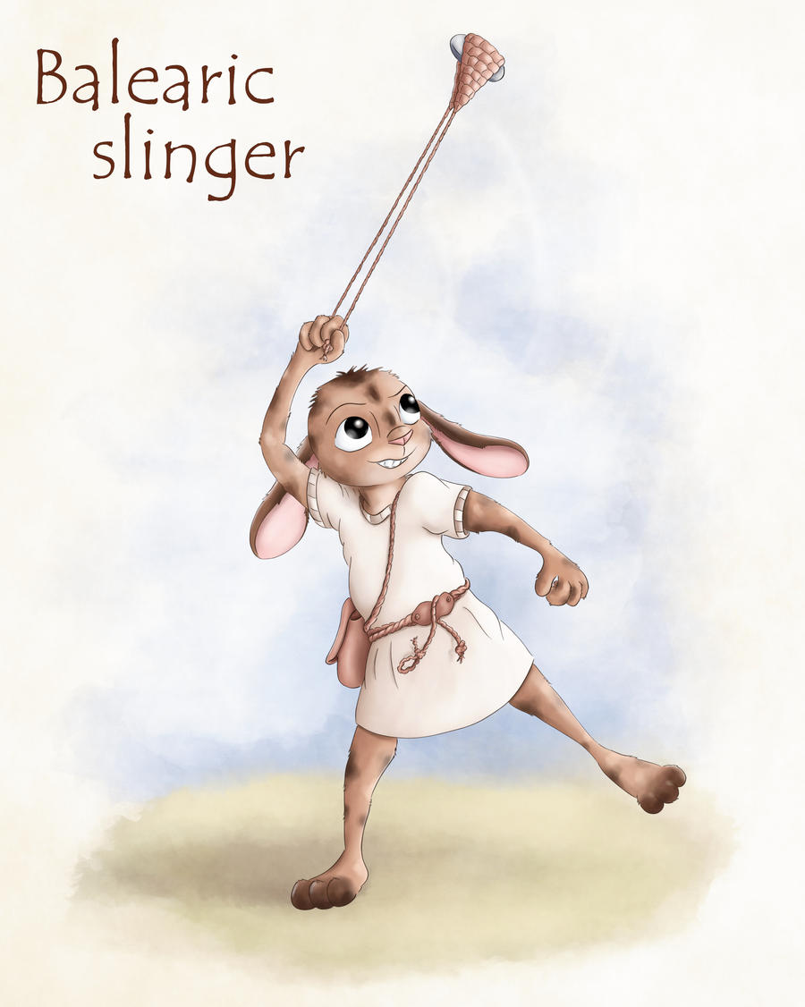 Ballater Rabbit Warrior rabbits - Balearic slinger by JoenSo on DeviantArt
