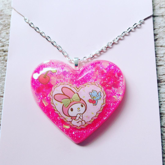 My Melody Pink Cherry Resin Heart