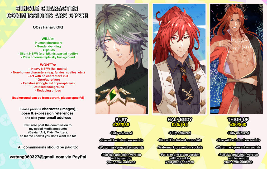 Single Character SINGLE CHARACTER COMMISSIONS ARE OPEN by pinktofuu on DeviantArt