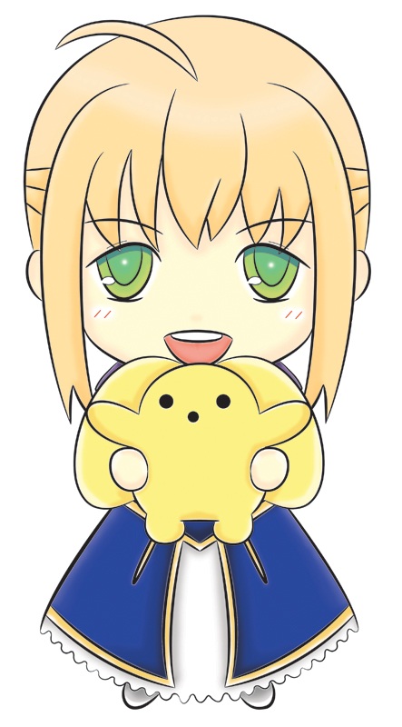 Chibi Saber holding Wooser