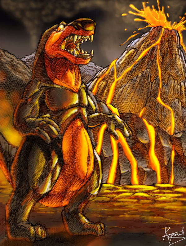 Monsters of my dreams- Volcanic Dinosaur by Respeanut on DeviantArt