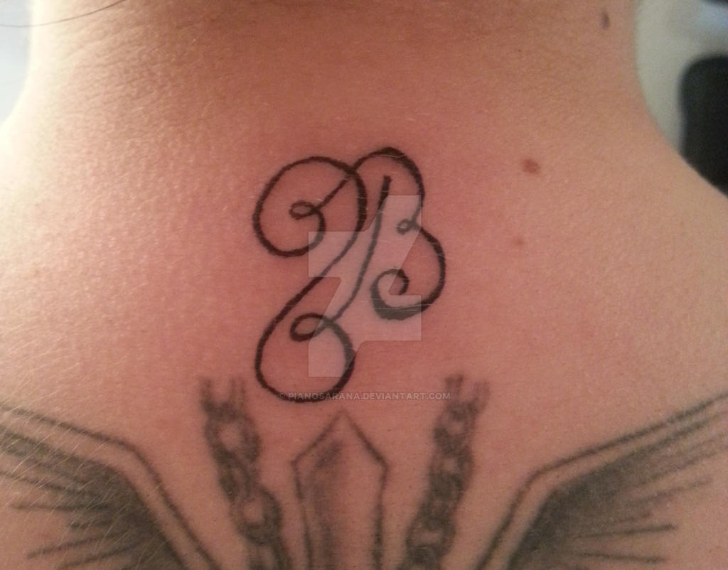 Small 'B' tattoo on neck by pianosarana on DeviantArt