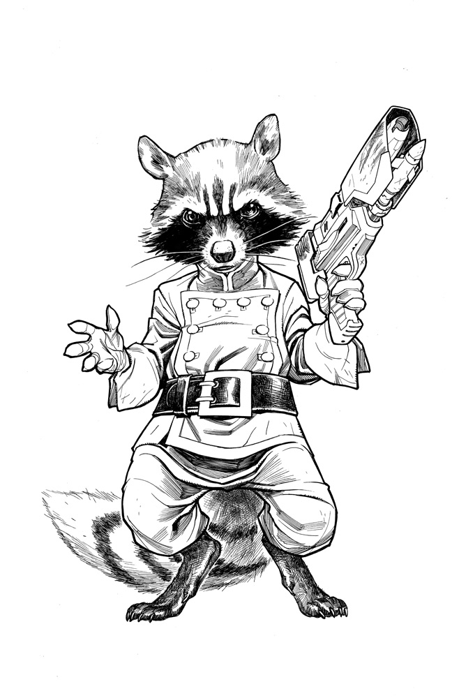 ROCKET RACCOON BW by StephaneRoux on DeviantArt