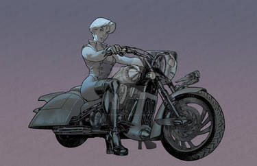 Rocketeer Bike and Pin Up Gray tones