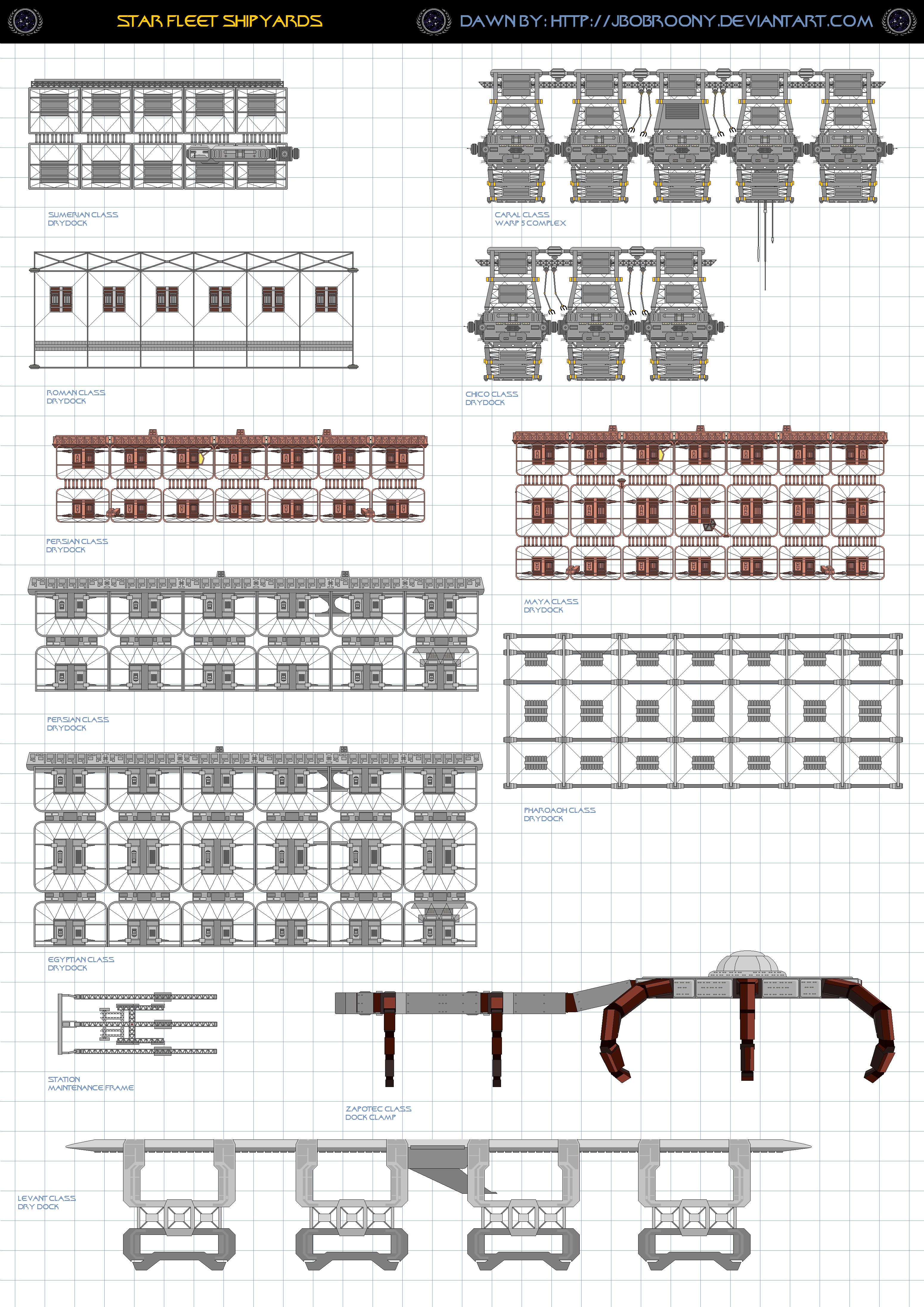 Star Fleet Shipyards and Docking Clamps charts.