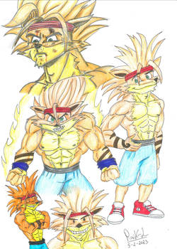 Crash Bandicoot DBZ style doodles