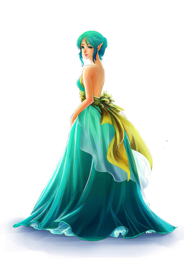 Anime girl in ball gown