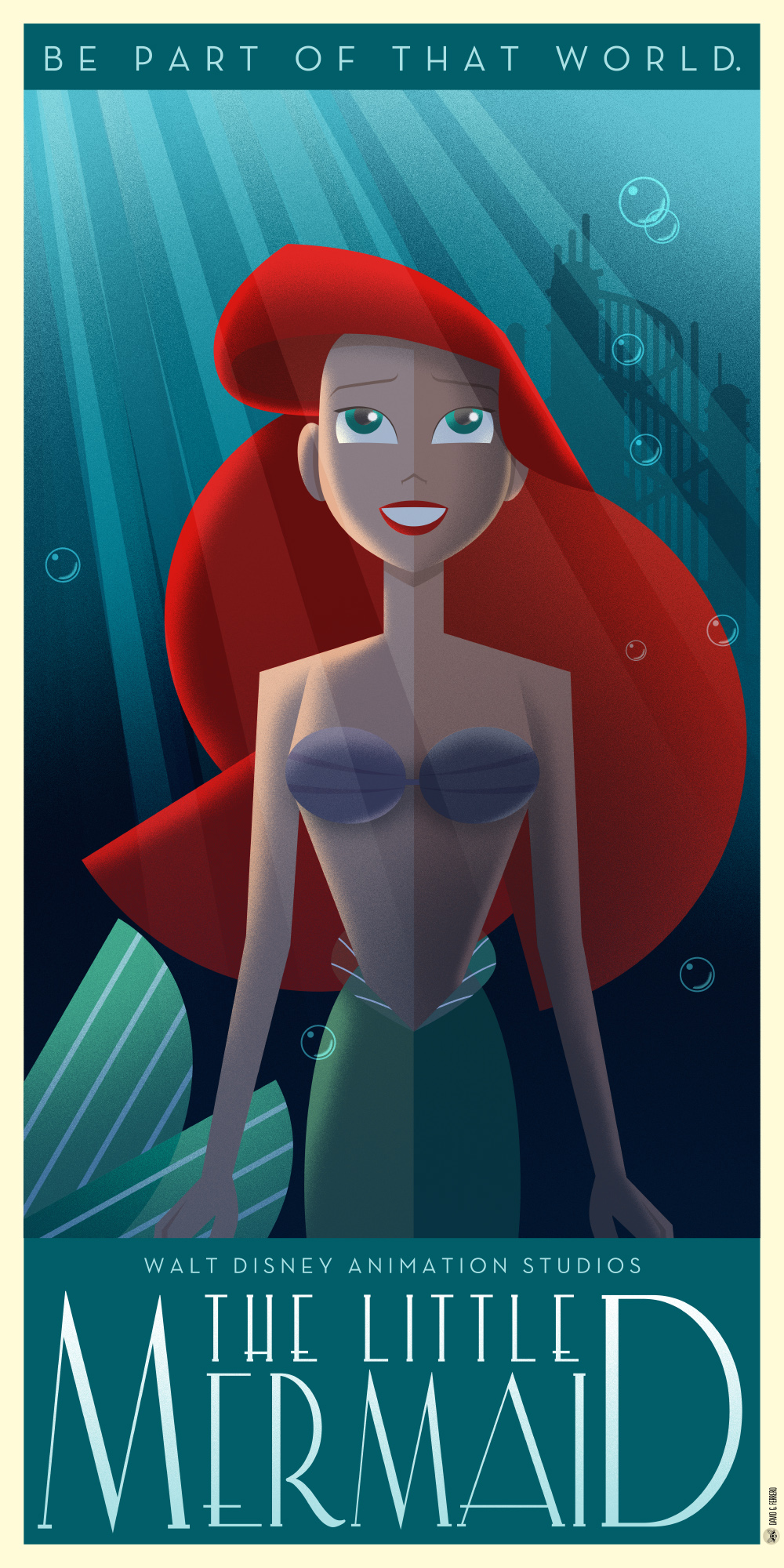 The Little Mermaid Art Deco poster