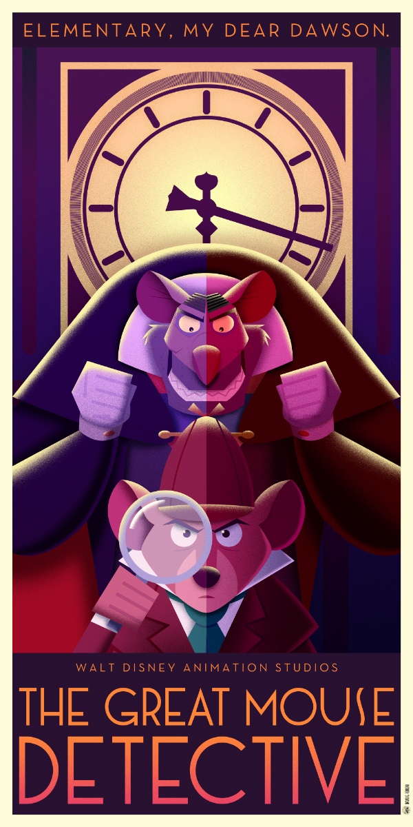 The Great Mouse Detective Art Deco Poster