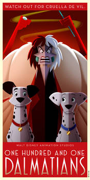 101 Dalmatians Art Deco poster