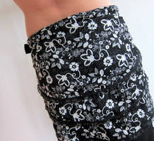 Black Silver flower Hip scarf