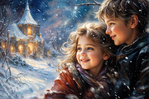 The snow falls quietly.