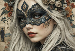 A girl in a carnival mask