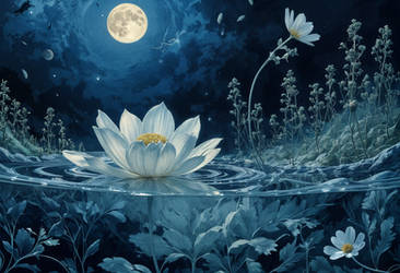 The moonlight beckons, beckons the night lily...