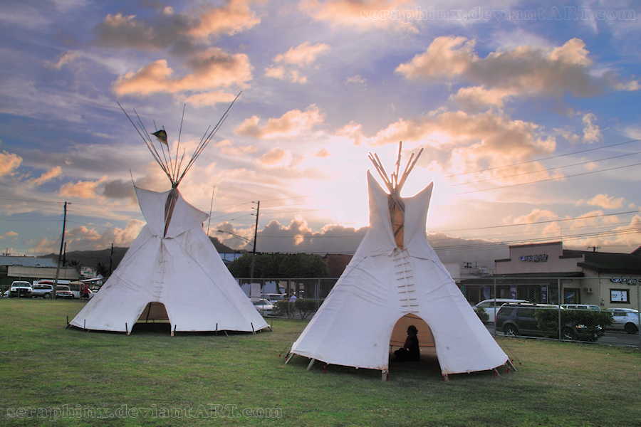 Teepees at Sunset, Front View