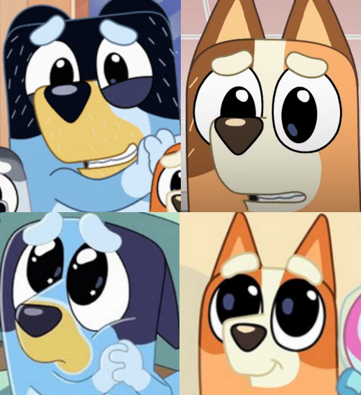Bluey Bandit Chilli And Bingo Cuteplease Face By Cartoonyiscool On 