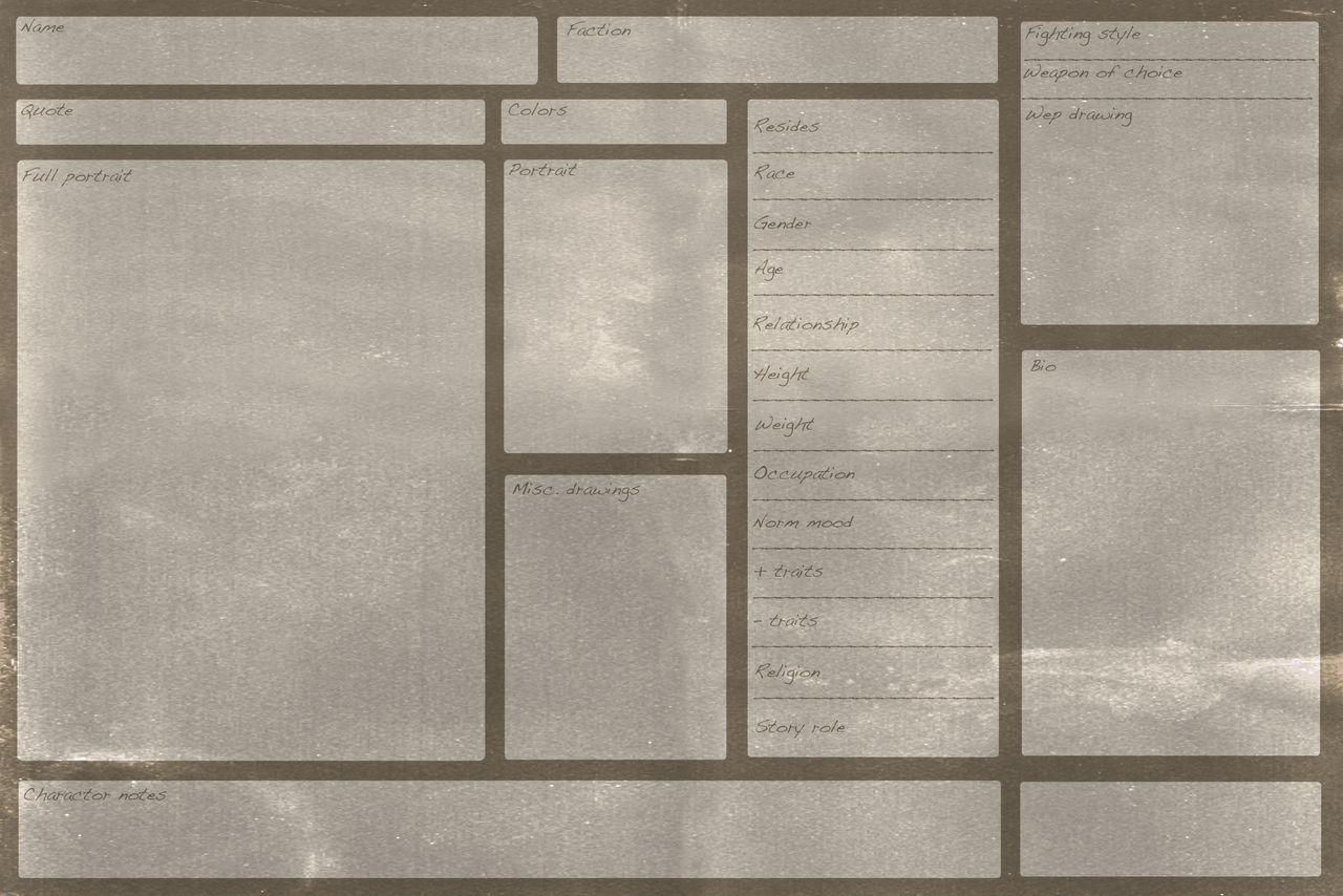 Character Reference Sheet Template