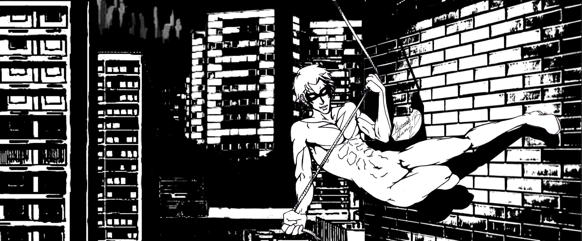 Nightwing: West Wall INKED LINEART