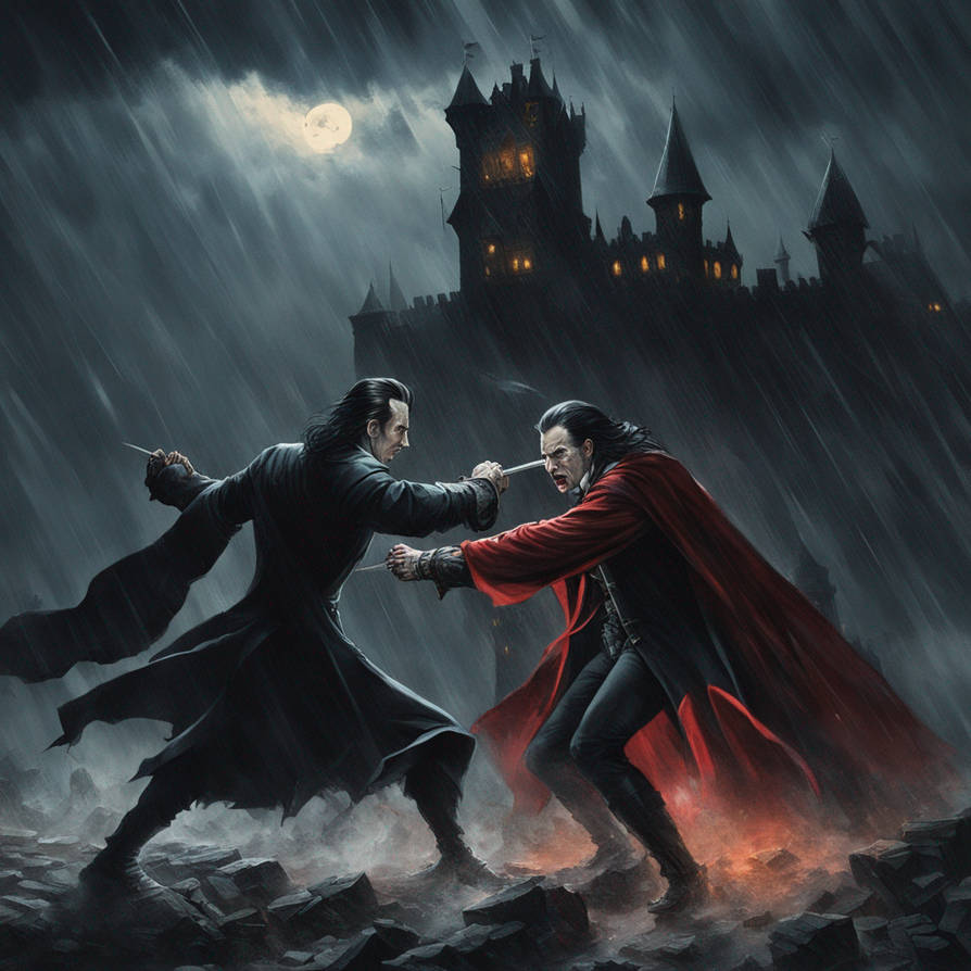 Dracula And Van Helsing Fighting During A Storm At By Narnold1961 On dracula-and-van-helsing-fighting-during-a-storm-at-by-narnold1961-on