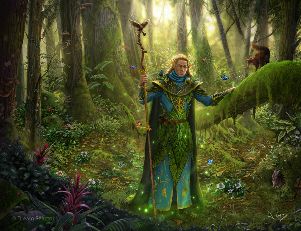 Female elf druid with blue hair - wide 1