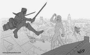 Shingeki no Kyojin fan art line WIP