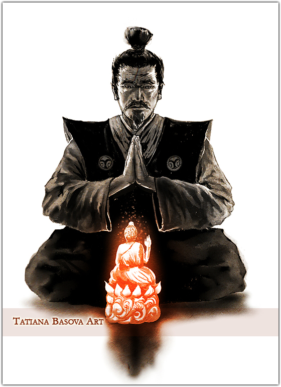 Praying Samurai Buddha by Tatiax