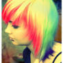 Rainbow hair.