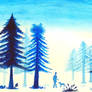 Snow Fog in Pine Forest (Painting Art)