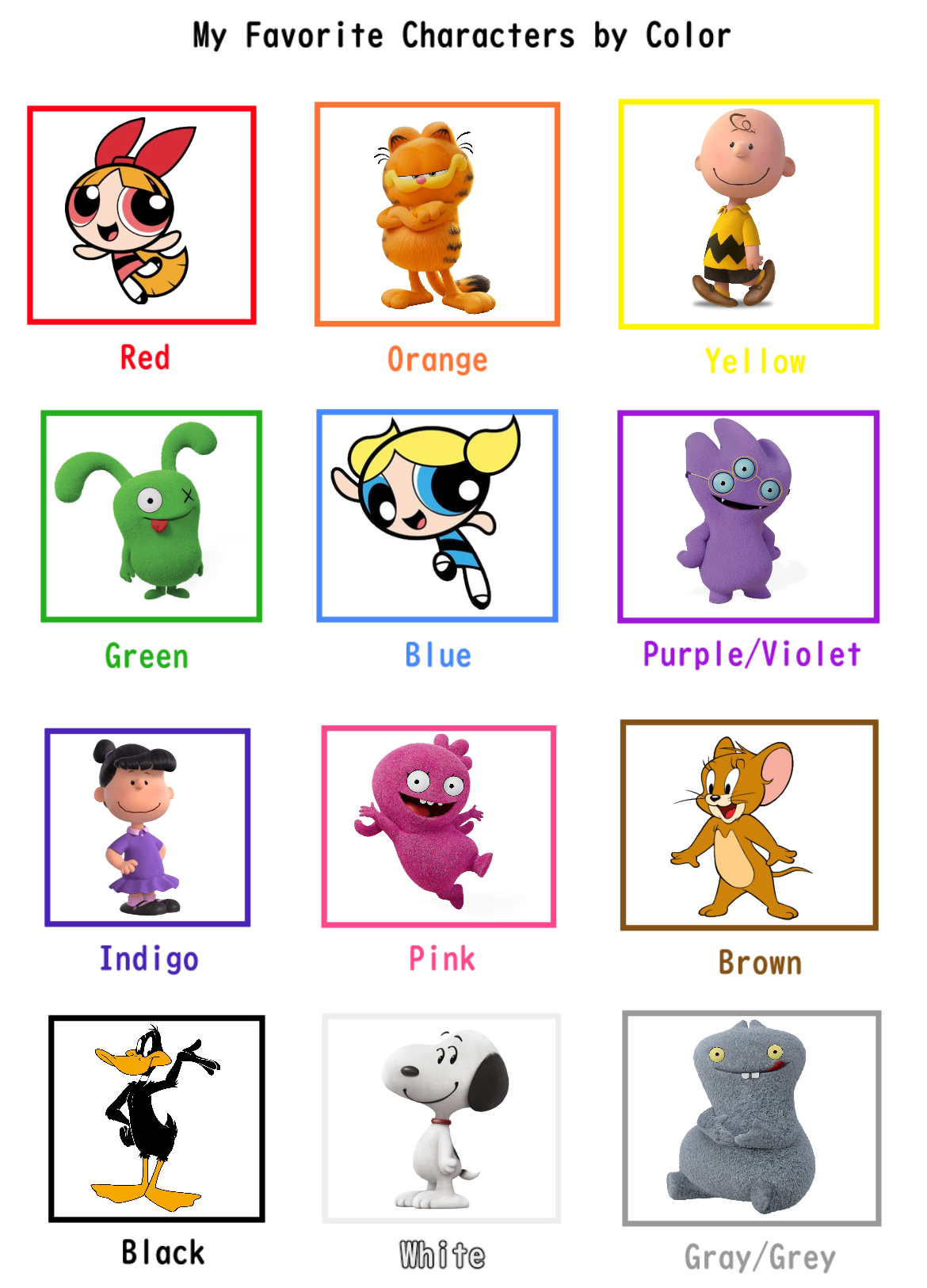 Color Charchaters My Favorite Characters by Color by uglydollsfan438 on DeviantArt