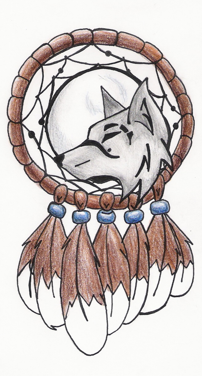 tribal wolf dreamcatcher