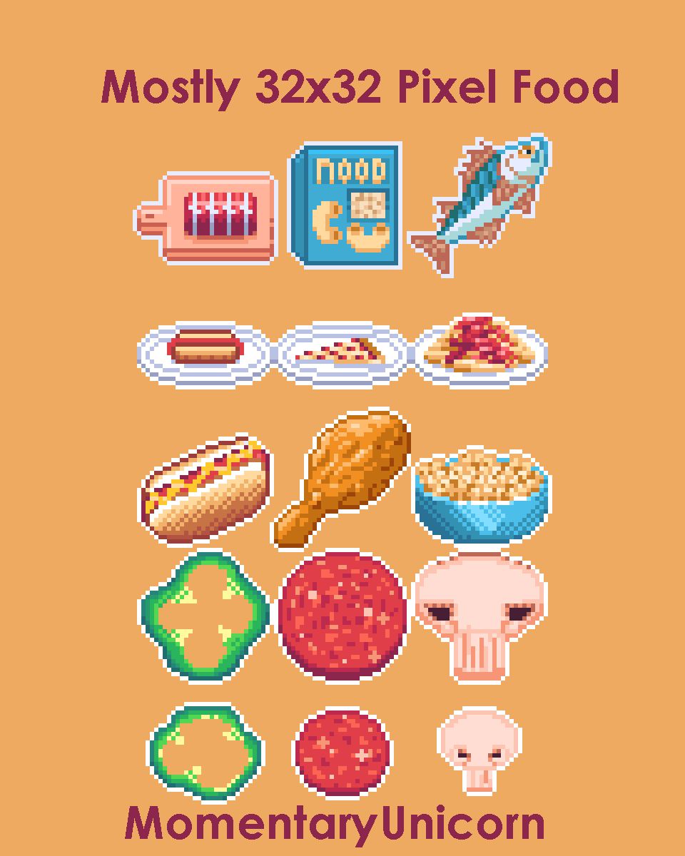 Pixel Art Vegetables Icon 32x32 Pixels Stock Illustration