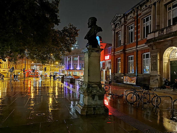 Street Of Brixton At Rainy Nighttime
