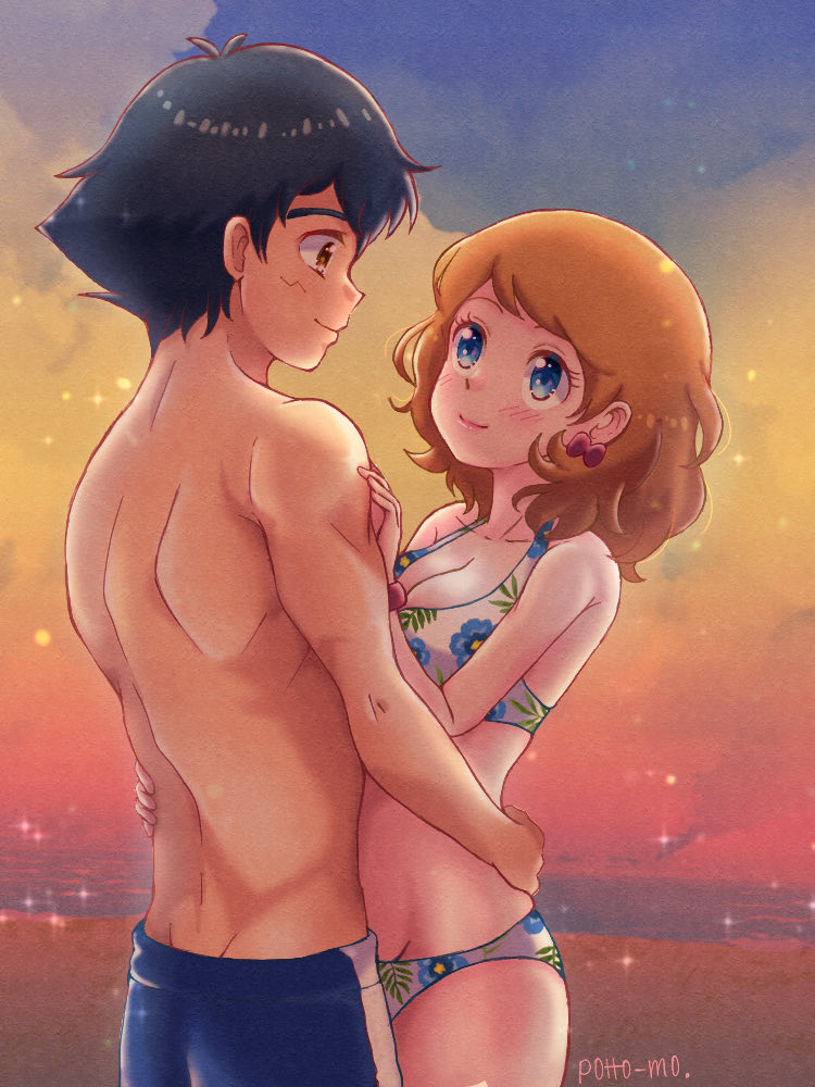Ash And Serena On Alola Beach