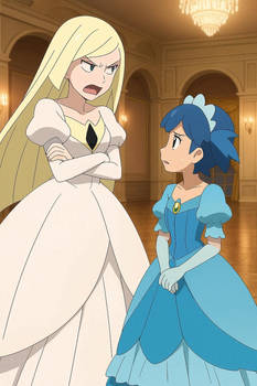 lusamine scolds miette for ripping serena's dress