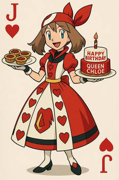 may holding tarts and birthday cake for queenchloe