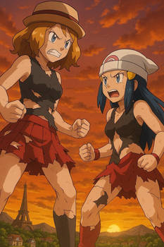 serena and dawn ready to fight
