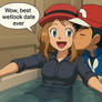 ash kisses serena in bathtub